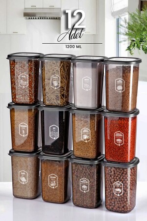 حاوية تخزين مربع مقاسها MNZ-Large Size Container Set of 12 with Label 1. 2lt أوعية الأغذية الأنتراكيت Set MCH09175 - Kitchen Life
