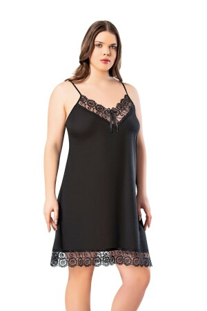 MNZ-Large Size Lace تفصيلية حزام حبل أسود ربطة النساء فساتين ليلية 62v10 - Victroy