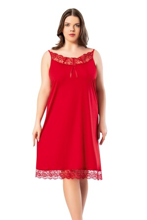 MNZ-Large Size Lace تفصيليات حزام الحبل الأحمر ربطة ليلية طويلة للمرأة 62v11 - Victroy