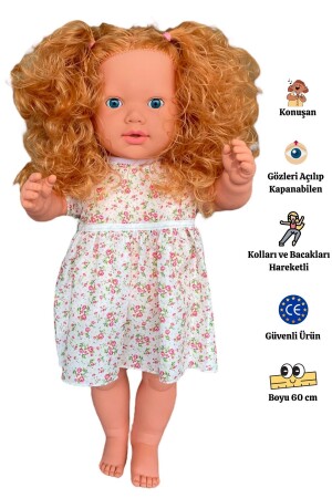 MNZ-Large Size Turkish Speaking Light Brown Long Hair Carn Doll Toy (60 سم) - Gamze Oyuncak