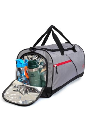 MNZ-Large Size Unisex Grey Fitness و حقيبة السفر مع حرارة مقعد الأحذية - Solo Bag
