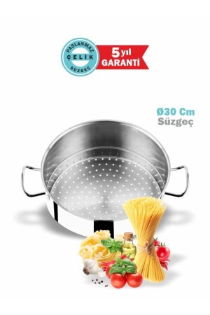 MNZ-Large Strainer 30 سم عمق كوسكوس Strainer صناعي - Erena Metal Tencere