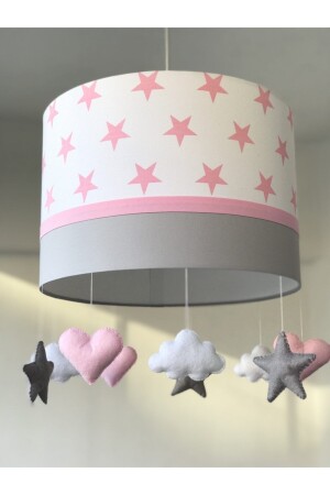 MNZ-Large White Pink Star غرفة الأطفال الصغار شمعة مع مصباح معلق1 - atölye ay ışığı