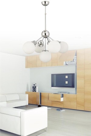 MNZ-Larin 5-piece فضية كرة الزجاجية البيضاء شمعة 16050400445 - İstanbul Avize