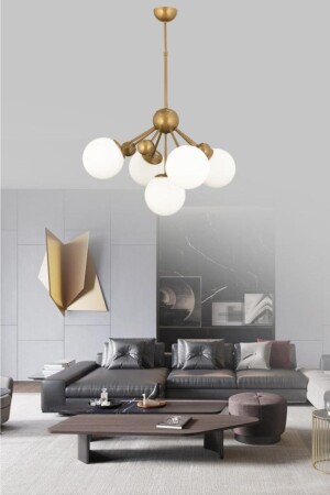 MNZ-Larin 5-piece Antique White Globe Glass Candlelier 16050400445 - İstanbul Avize