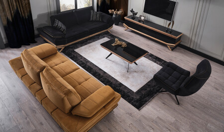 MNZ-Larina Black - مستردة أريكة مجموعة - Cadde Yıldız