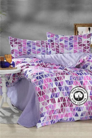 MNZ-Laris 100% قطن غطاء غطاء المجموعة مزدوجة (4 قطع) Q-NEV-99724 - Evlen Home Collection