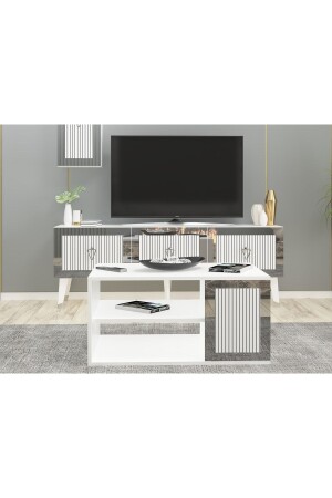 MNZ-Laser نمط 90 سم طاولة قهوة عارية - DEMONTE DECOR