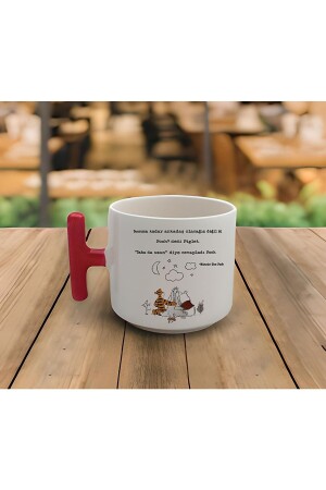 MNZ-Latte & Espresso Winnie The Pooh شعار الصداقة الحمراء T المقبضة كأس 200 مل - Rhg Art