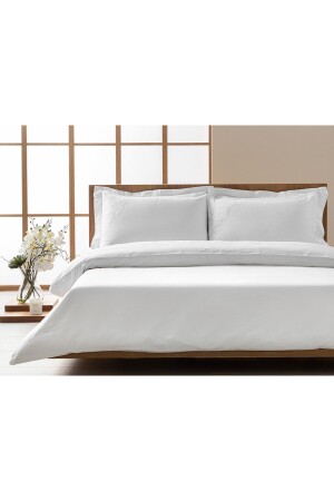 MNZ-Laurel الحزامية المزروعة القطن الساتين الملكية الحجم غطاء القشرة مجموعة 240x260 سم بيضاء TYCWY8C08N168734 - English Home