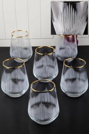 MNZ-Lava الذهبية الذهبية القصص الزجاج الزجاج المياه مجموعة 6 أشخاص المقطوعة الجرنات المقطوعة الزجاج1 - Paşabahçe