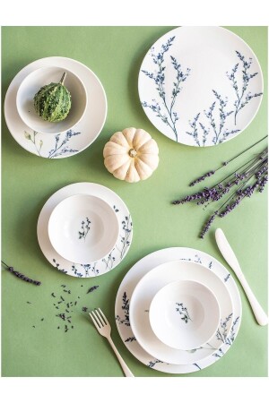 (MNZ-Lavender) 24 قطعة (Porcelain Dinner Set) لـ 6 أشخاص (CHLAVPIN24YST) - ChiChi HOME