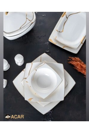 MNZ-Lavina 60 قطعة فخمة مربع الخزف المعدل لـ 12 شخص ACRLAVİNA - ACAR