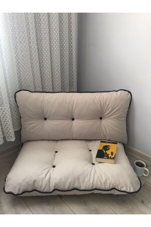 MNZ-Lavinia Honeycomb Front Pallet Floor Cushion كريم مزدوج - Lavinia Puf