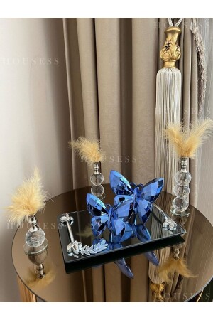 MNZ-Leaf التفاصيل المقطورة المدخنة، 3 قطع الرفع الفضي و 2 قطع الزينة الفراشة الزرقاء صورة HSS-DKRSET - Housess