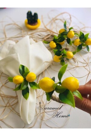 MNZ-Lemon Cluster 8-piece Napkin Ring fruithalka01 - Karamelhome