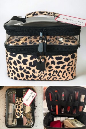 MNZ-Leopard كيس تجميل تجميل منظمة السفر نوع 2 قطع كبيرة الحجم منظمة تجميل شفاف - Wmoloxs