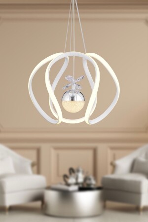 MNZ-Leroy واحد أبيض كروم 3 لون 40 وات LED غرفة المعيشة الحديثة، الممر، القاعة أدت الشنارة 4006-01-WH-CH - Apliqa