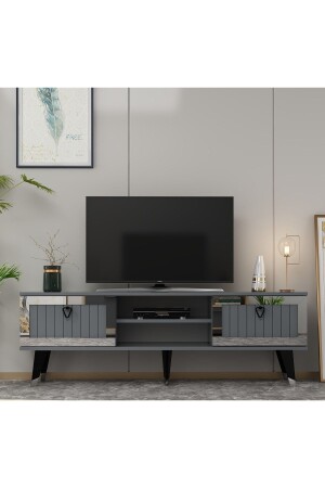 MNZ-Lidya Tv Stand أنتراتيكيت-الفضة LIDYA - DEMONTE DECOR