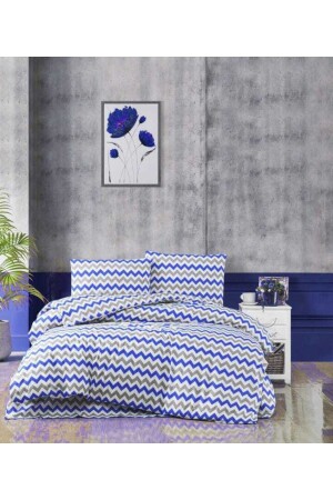 سلسلة MNZ-Life الأزرق الرمادي الزيجازك مزدوج القطن غطاء غطاء مجموعة 200x220 Ecmavigrisetft ecmavigrisetft - üntaş