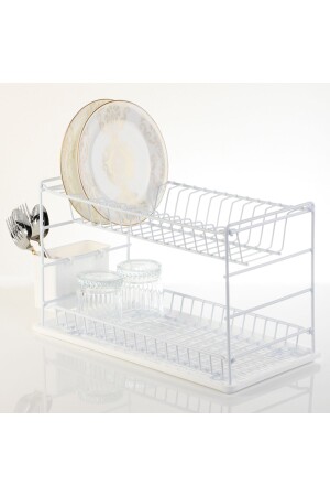 MNZ-Lifetime لا ينفجر من الصفائح المزدوجة من طابقين رف الأطباق رف 50 سم أبيض - Hagen