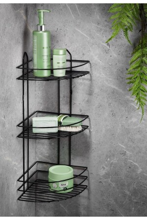 MNZ-Lifetime لا ينفجر لصق حمام الزاوية منظمة شامبو حامل غرف الاستحمام أسود Ek-03 - Sas Haus