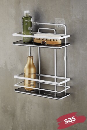 MNZ-Life-Time لا يصلح الغطاء اللاصق زاوية منظمة الشامبو حامل غرف الاستحمام أسود Mls-746 PRA-615130-3017 - Sas Haus