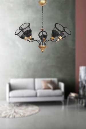 MNZ-Lighting Alvin 5-piece Screen Arm Glass أسود أصفر بطينا شمعة 59476 - Venon