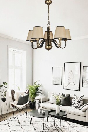 MNZ-Lighting Banyum 5 Li Lampshade S. Brown Black Yellow Patina Chandelier 705 0447 40 099 - Venon