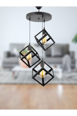 MNZ-Lilac Cube Model Pendant Lamp 3 قطع معدنية شمعة حديثة KP7812 - VEDA AVİZE