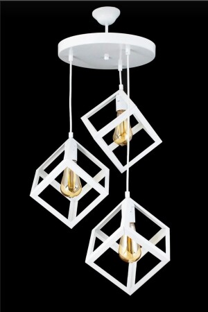 كوب MNZ-Lilac Model 3-piece Pendant Lamp White Chandelier KP7815 - VEDA AVİZE