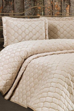 MNZ-Lima السلمون ملء غطاء سريري مزدوج كابوتشينو - Çeyiz Diyarı