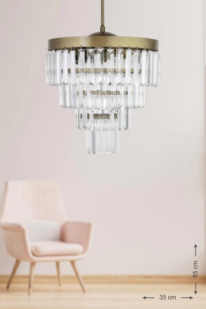 MNZ-Linsa 35 سم فاخر الشنارة مع حجارة الزجاج البلورية - (اللون المزرق) PY-200-35E - Avizemoda