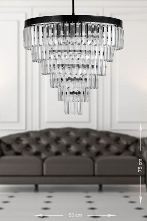 MNZ-Linsa 55 سم كريستال زجاج الحجر فاخر الشنابل - (ميت الأسود) PY-200-55 - Avizemoda