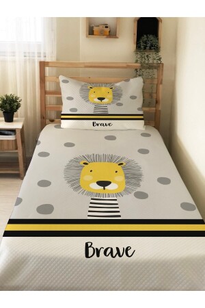 أسلوب (MNZ-Lion) للطفل والأطفال طباعة بيك واحد مجموعة 160x230 رمادية 82497 - Evmila