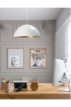 MNZ-Lipeo White Metal Pendant Lamp شمعة المطبخ غرفة المعيشة مقهى مكتب الإضاءة الزخرفية BMM2070XXIB01 - Bamyum