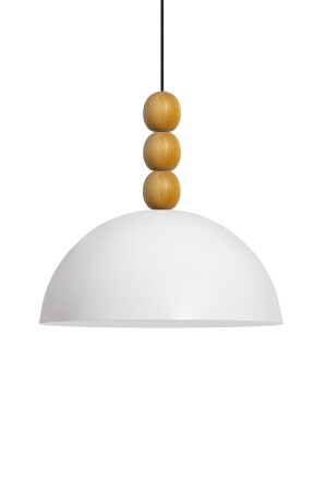 MNZ-Lipeo White Wooden Beaded Candelier مصباح معلق واحد غرفة المعيشة مطبخ صالون شعر مصباح إضاءة ديكوراتية - Bamyum