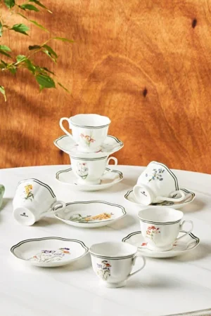 MNZ-Little Garden Coffee Cup Set لـ 6 أشخاص 80 مل - Karaca