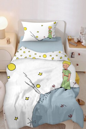 MNZ-Little Prince نمط واحد الأطفال الأطفال الغطاء القماش مجموعة Bİ224-N - Bebişim Halı