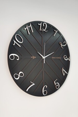 ساعة جدارية ديكورية MNZ-Long Line Clock Black & Silver 50x50cm آلية صامتة Nr50x50 - aSSe Tasarım