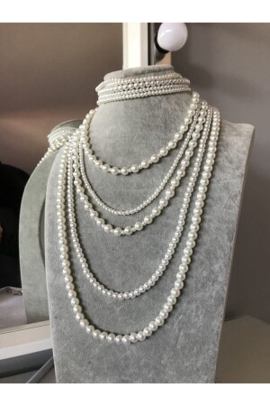MNZ-Long، Multiple Pearl Necklace INCIKL98001 - FELUKA BİJUTERİ