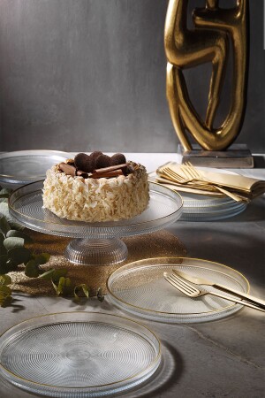 كعكة و عرض من طراز MNZ-Loren 7 قطع طراز ذهبية - Fecra