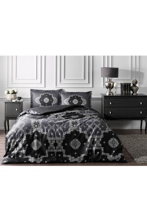 MNZ-Loren Gray Double Cotton Satin Duvet Cover Set 740-60277399 - Taç
