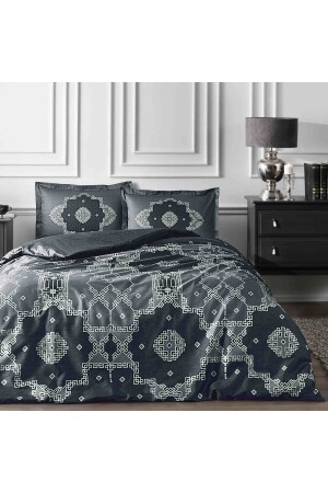 MNZ-Loren Satin Double Duvet Cover Set لورين رمادية - Taç
