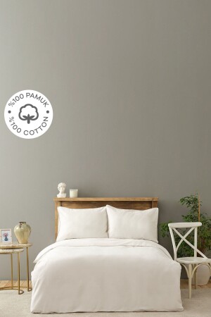 MNZ-Lori Beige Piping 100% القطن ساتين مزدوج غطاء غطاء 200 مجموعة 22. 14. 0120 - Karaca Home