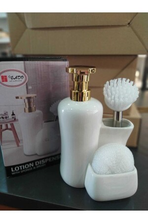 مُزَحّف (MNZ-Lotion) مع إسفنجة ومُزحّف (Brush) مُزحّف (Liquid Soap Dispenser) HZ - by sado