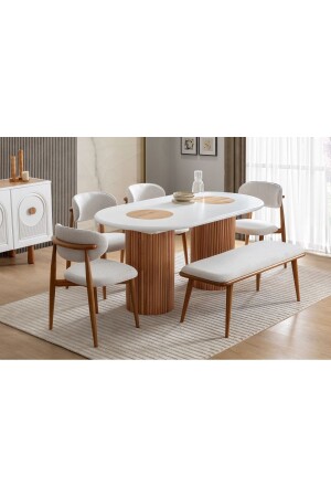طاولة الطعام من طراز MNZ-Lotus 6 كراسي - Luxehome