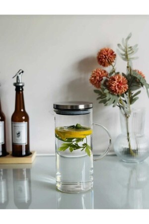 MNZ-Lotus Home لا يتصدأ (الصدأ) الفراغ المعدني بوروسيليكات كوب زجاجي مع غطاء ضد التسرب 1200 مل - Lotusshopping