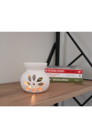 MNZ-Lotus White Censer Ceramic Handmade Incense Burner LTSBYZ (مصنع يدوي للكبيرة) - MUDİTA DOĞAL YAŞAM