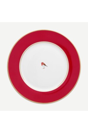 طيور الحب (MNZ-Love Birds) لوحة عشاء البورتسلان الحمراء 26,5 سم 51001021 - Pip Studio